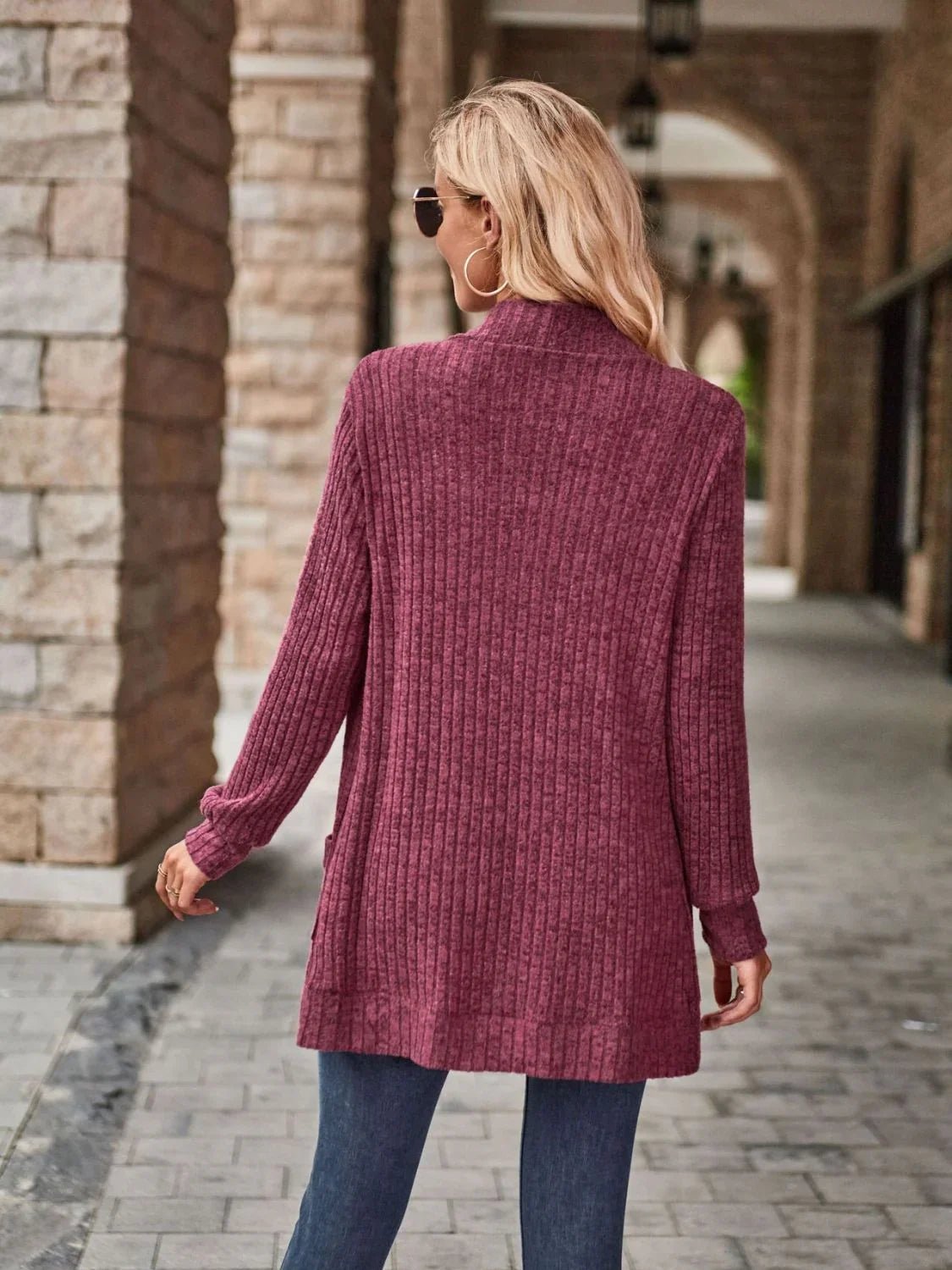 Open Front Cardigan with Pockets - SugarPepper