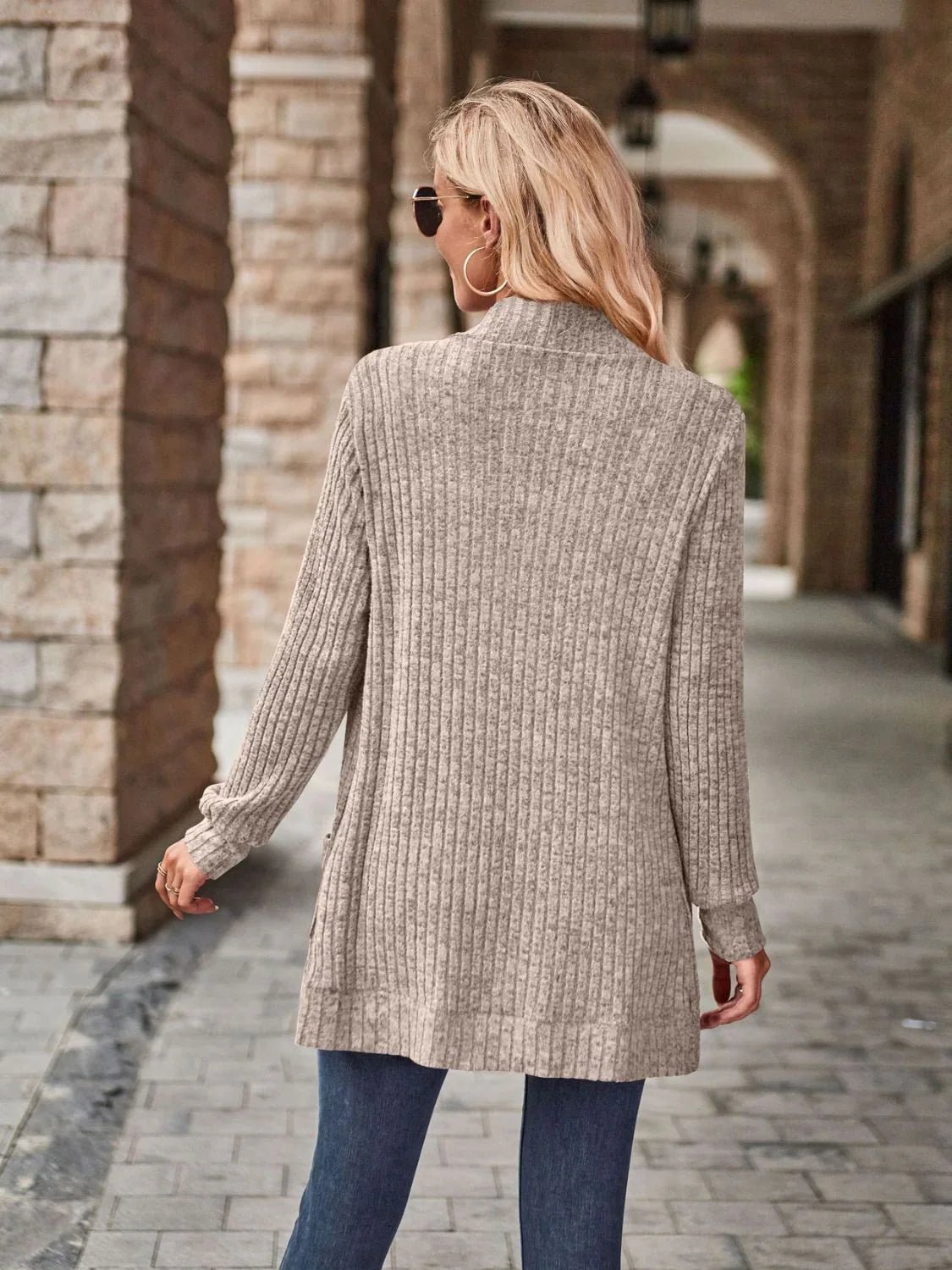 Open Front Cardigan with Pockets - SugarPepper
