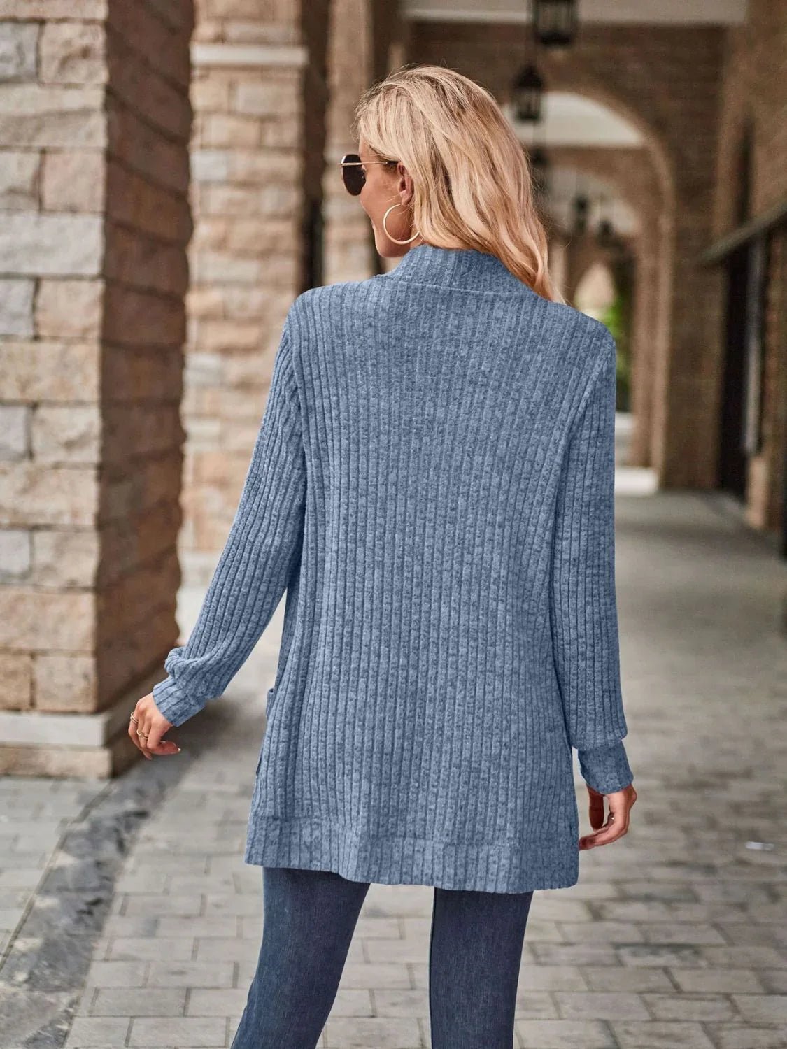 Open Front Cardigan with Pockets - SugarPepper