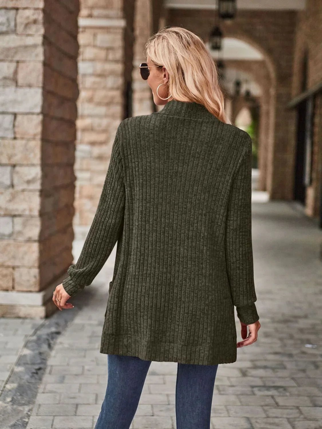 Open Front Cardigan with Pockets - SugarPepper