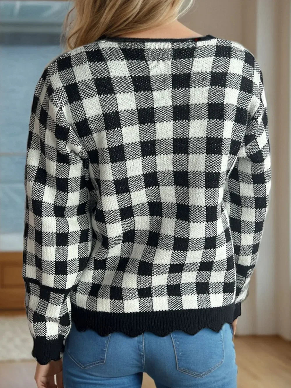 Plaid V - Neck Button Up Cardigan - SugarPepper
