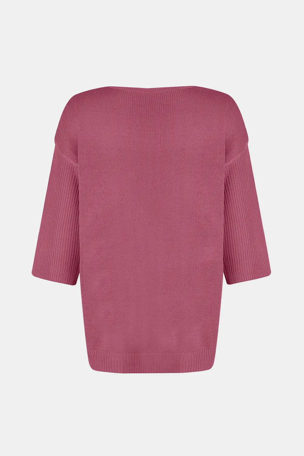 V - Neck Three - Quarter Sleeve Knit Top - SugarPepper