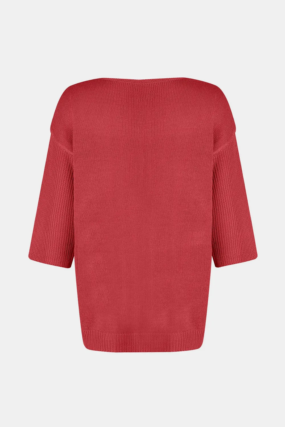 V - Neck Three - Quarter Sleeve Knit Top - SugarPepper