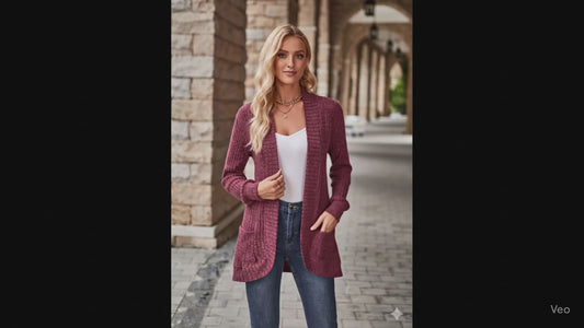 Open Front Cardigan with Pockets