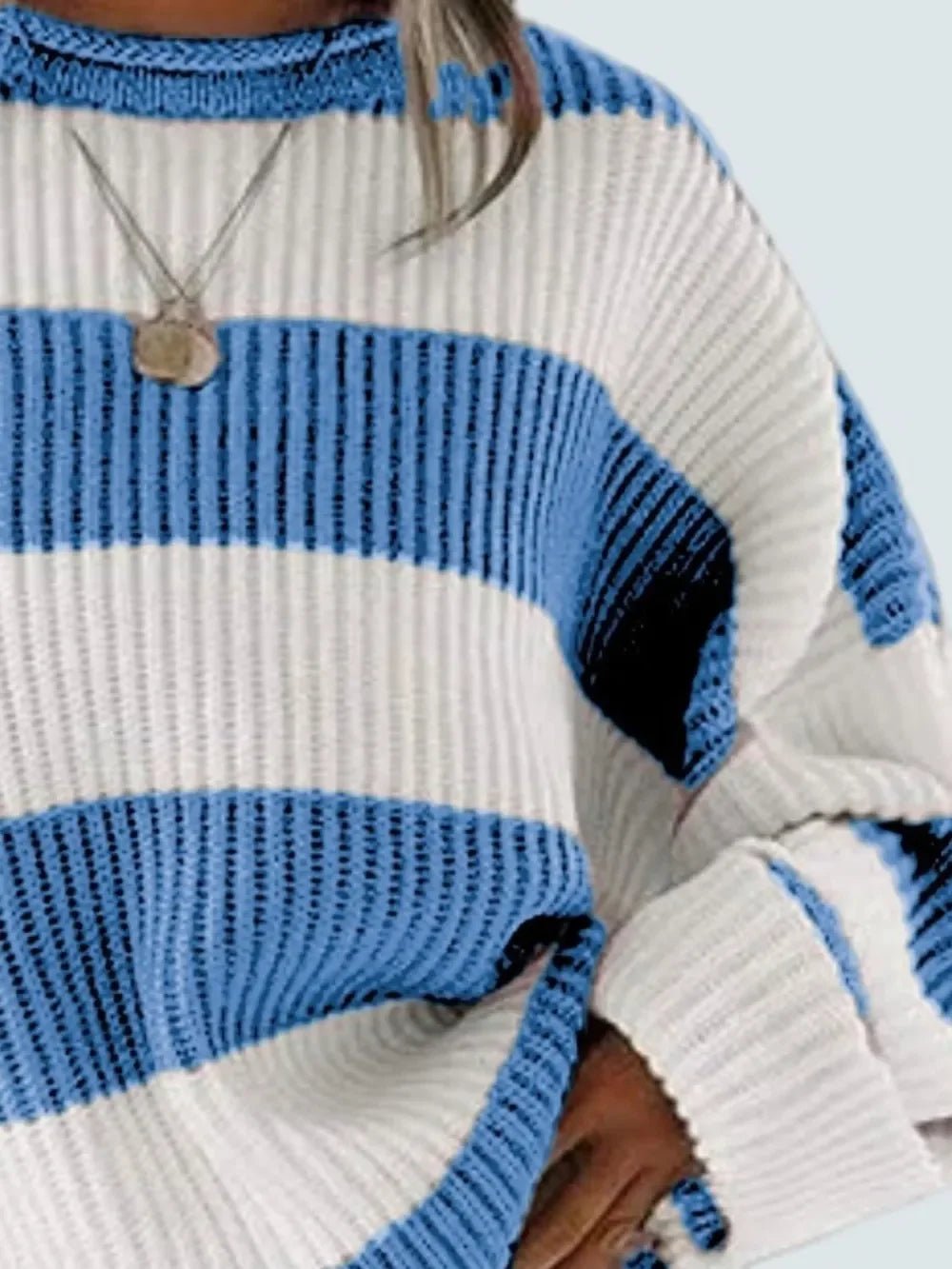 Round Neck Long Sleeve Sweater - SugarPepper