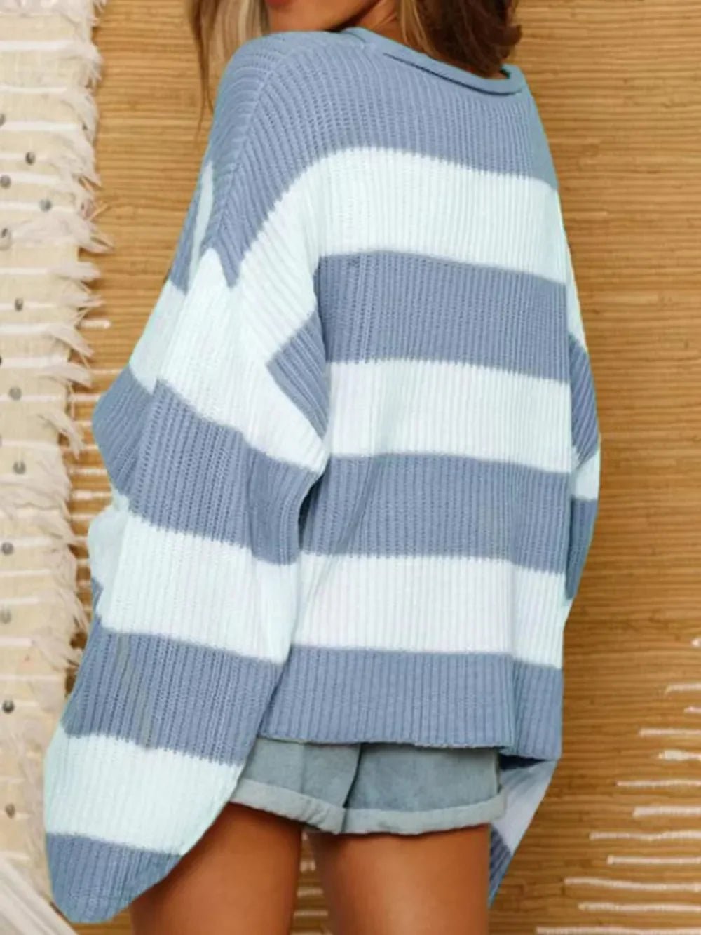 Round Neck Long Sleeve Sweater - SugarPepper