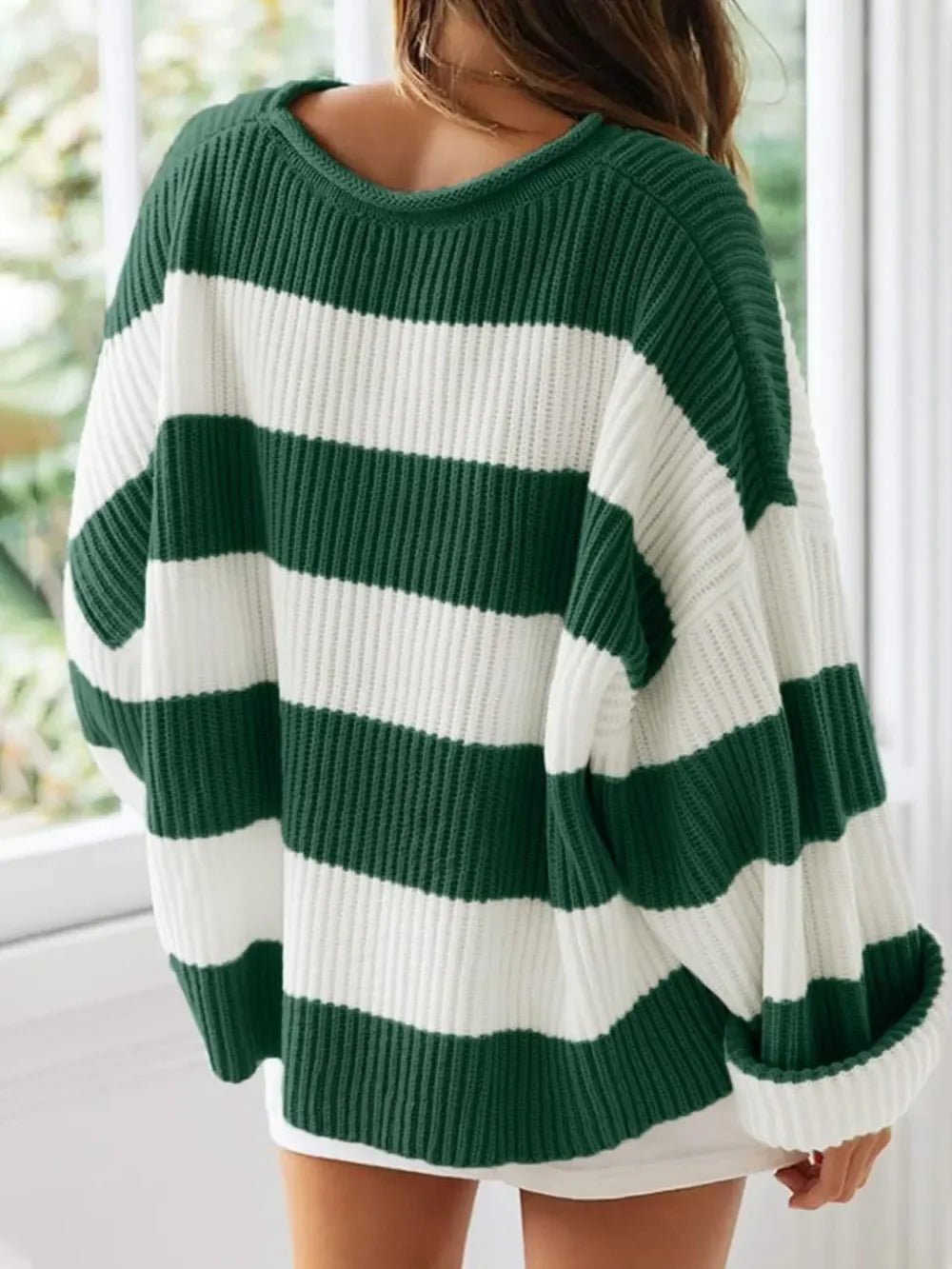 Round Neck Long Sleeve Sweater - SugarPepper