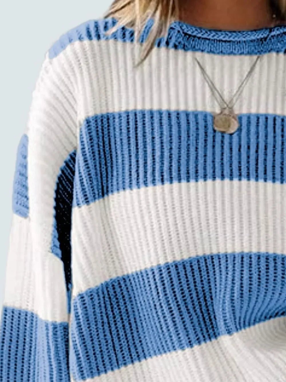 Round Neck Long Sleeve Sweater - SugarPepper