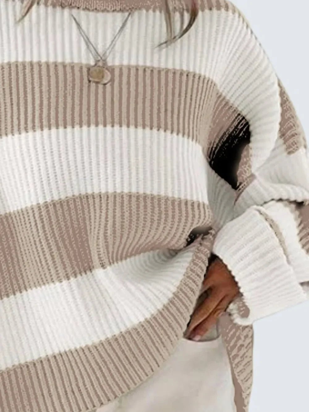 Round Neck Long Sleeve Sweater - SugarPepper