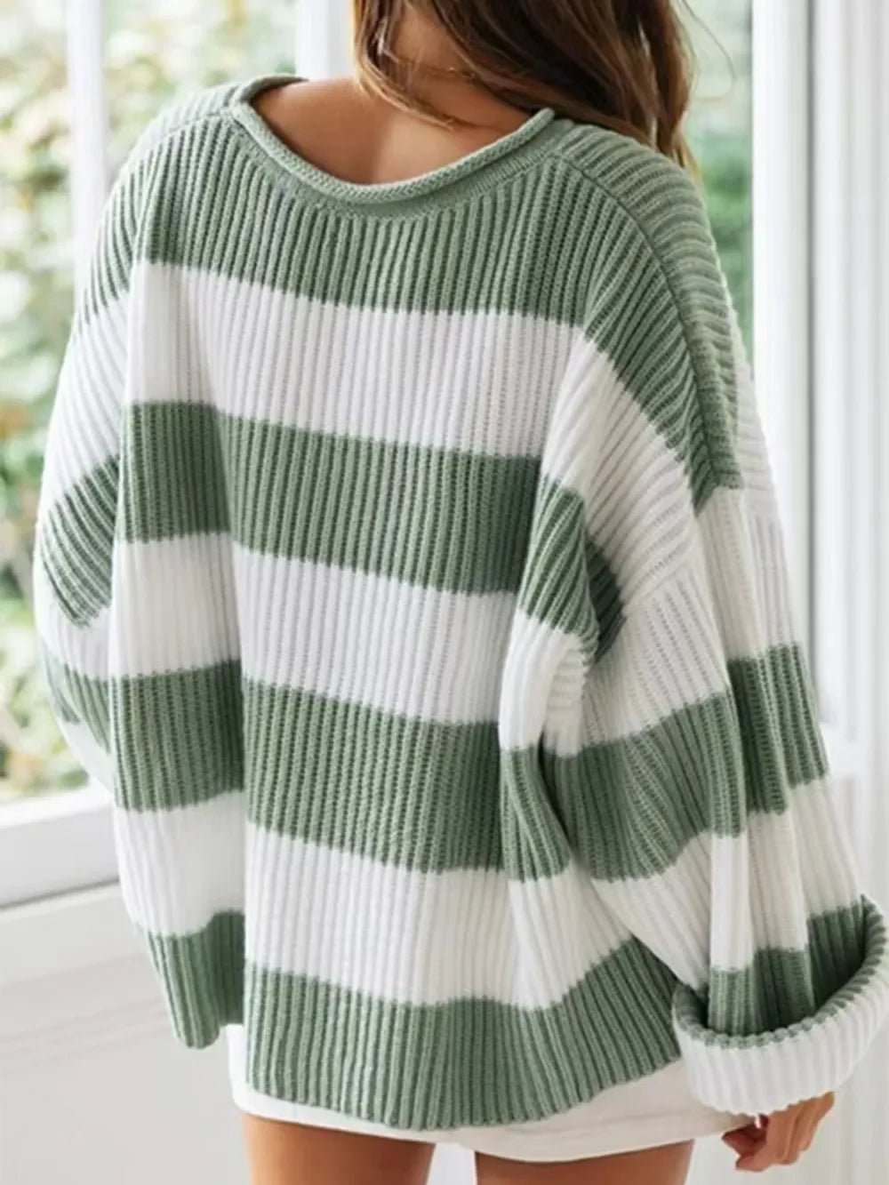Round Neck Long Sleeve Sweater - SugarPepper
