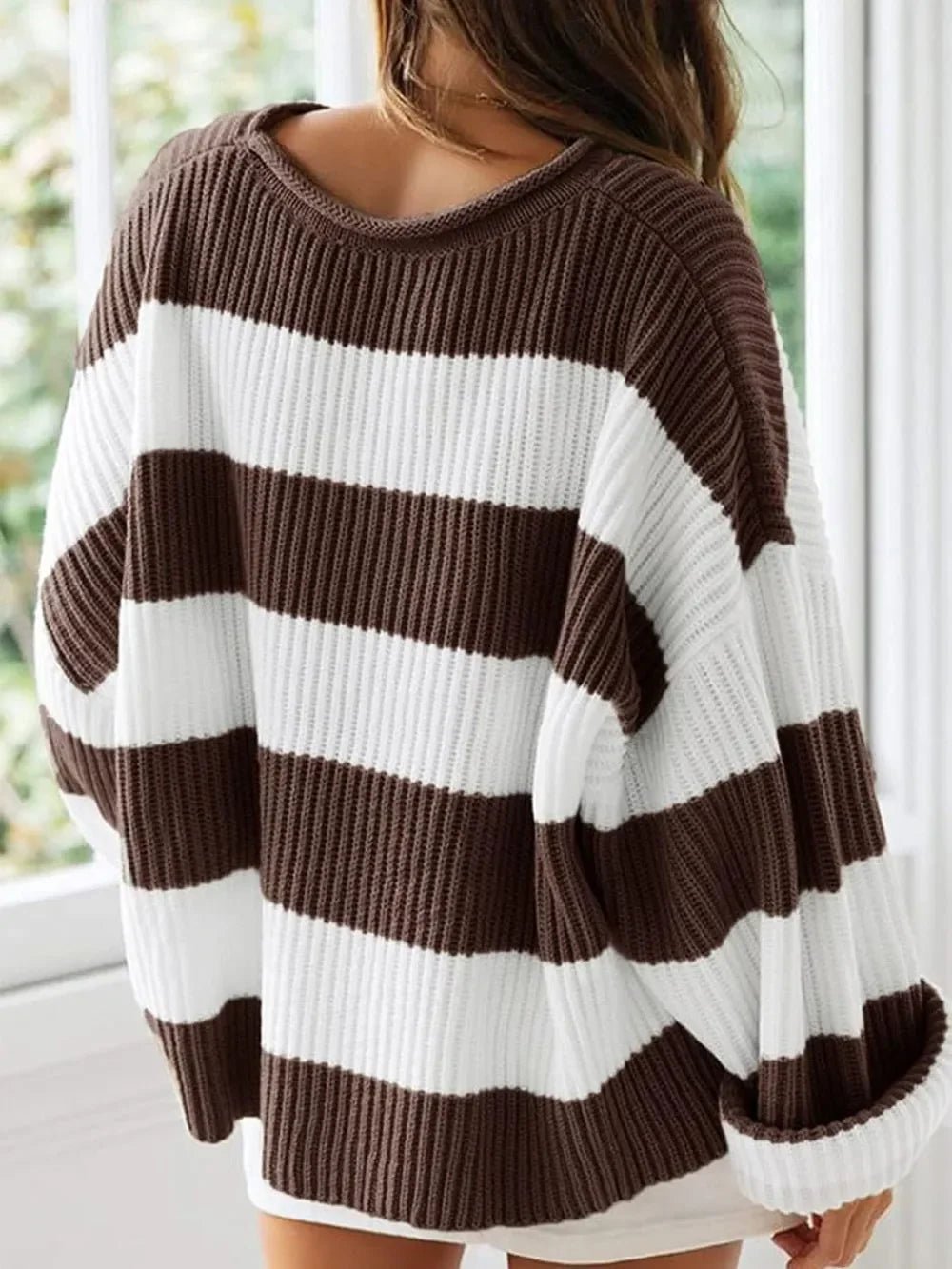 Round Neck Long Sleeve Sweater - SugarPepper