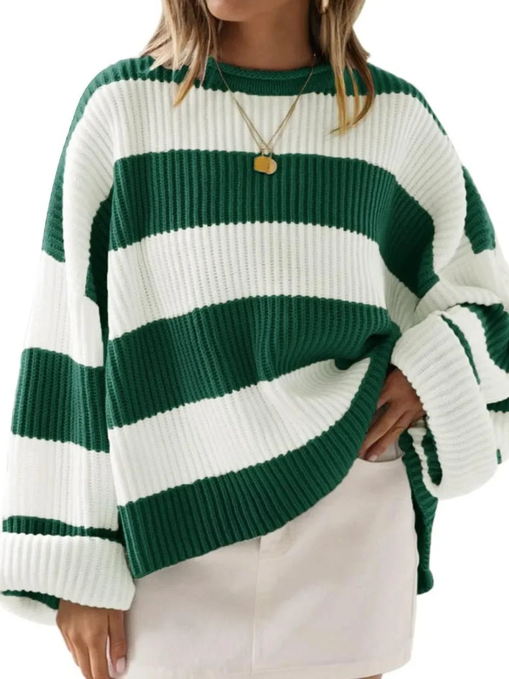 Round Neck Long Sleeve Sweater - SugarPepper
