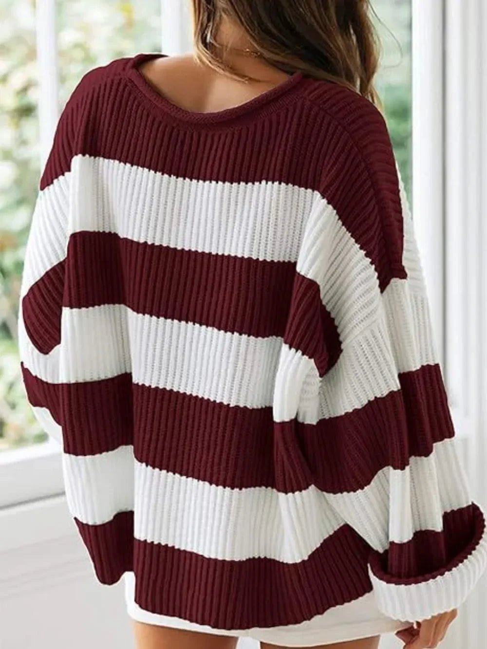 Round Neck Long Sleeve Sweater - SugarPepper